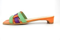 Slipper Sandals with Low Heel - orange, green, lilac/purple in small sizes